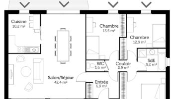 plan maison individuelle traditionnelle 100m2